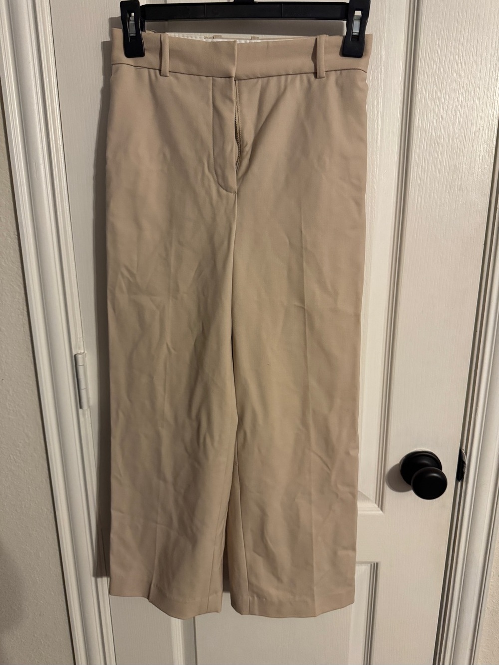 Babaton Cropped Wide-Leg Trousers in Beige